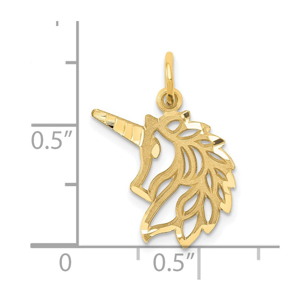 14k Yellow Gold Unicorn Head Pendant for Women