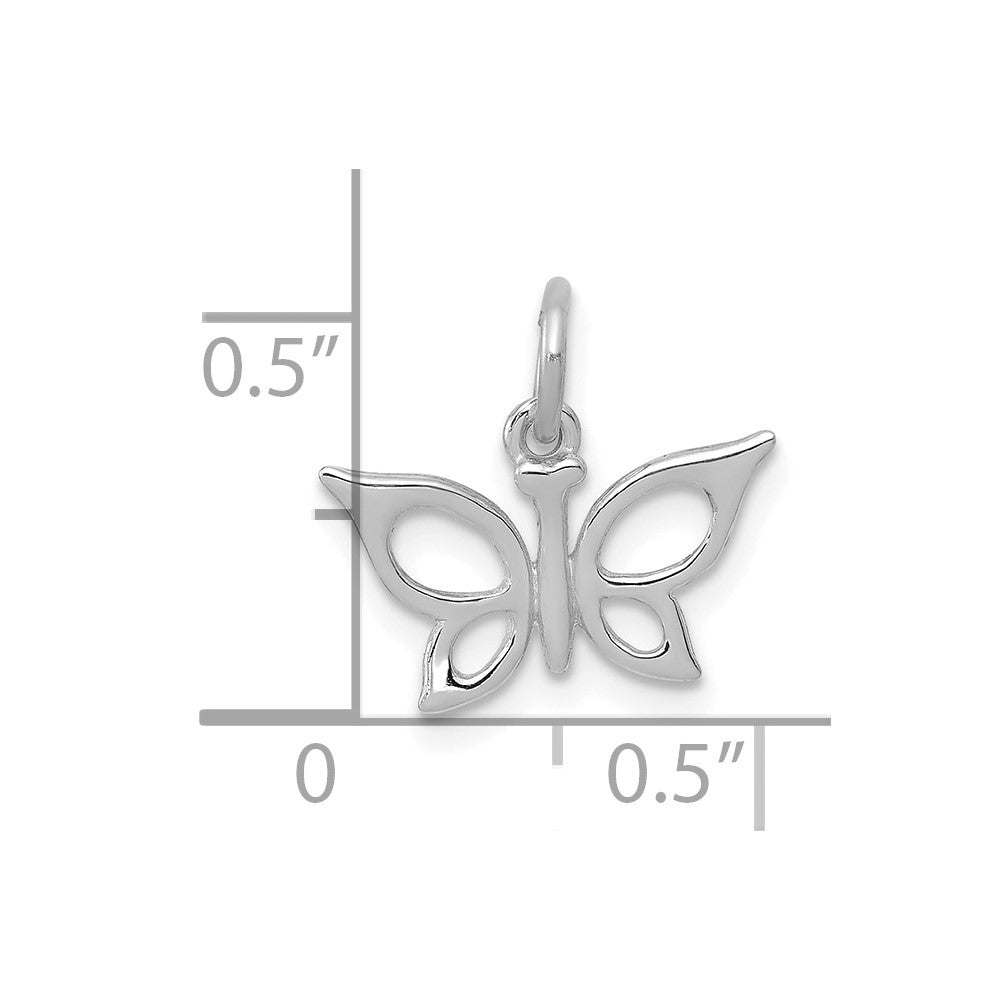 14k White Gold Polished Butterfly Charm Pendant