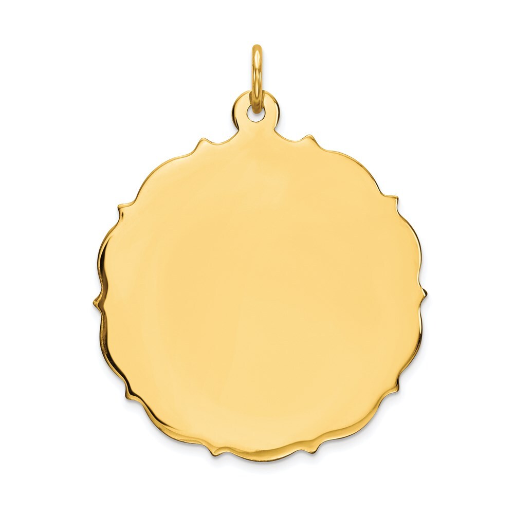 14k Yellow Gold Plain .013 Gauge Engravable Disc Charm Pendant for Women