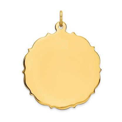 14k Yellow Gold Plain .013 Gauge Engravable Disc Charm Pendant for Women