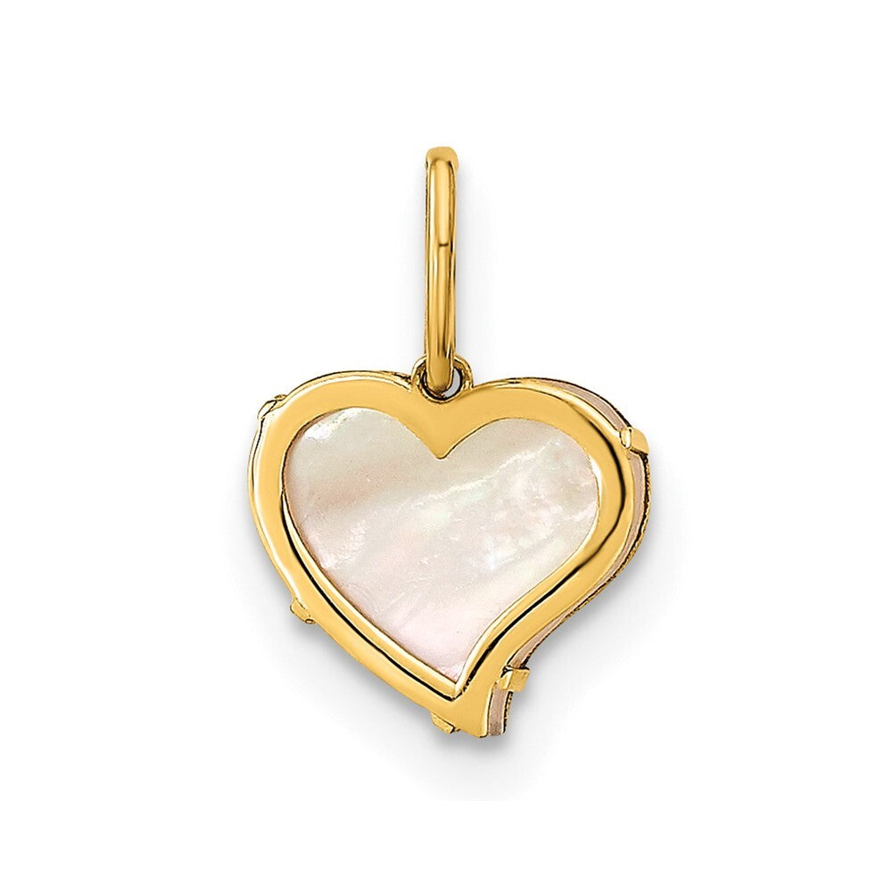 14k Yellow Gold Polished Mother of Pearl Heart Pendant for Women