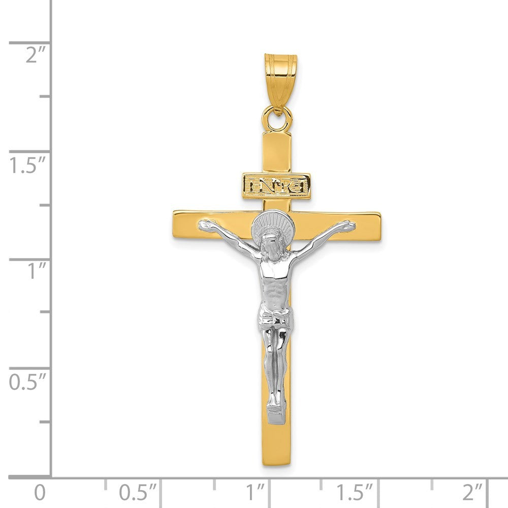 14K Two-Tone Gold INRI Crucifix Pendant