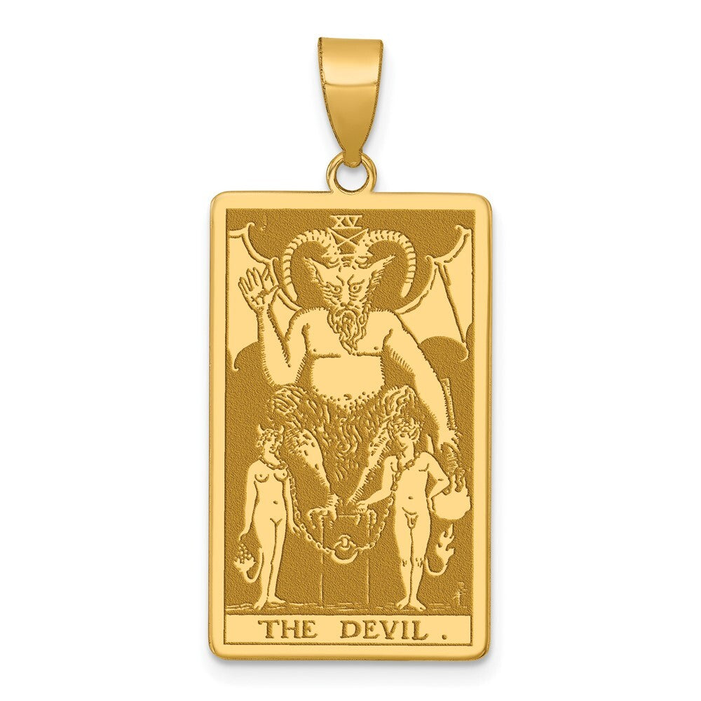 14k Yellow Gold The Devil Tarot Card Pendant for Women