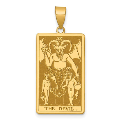 14k Yellow Gold The Devil Tarot Card Pendant for Women