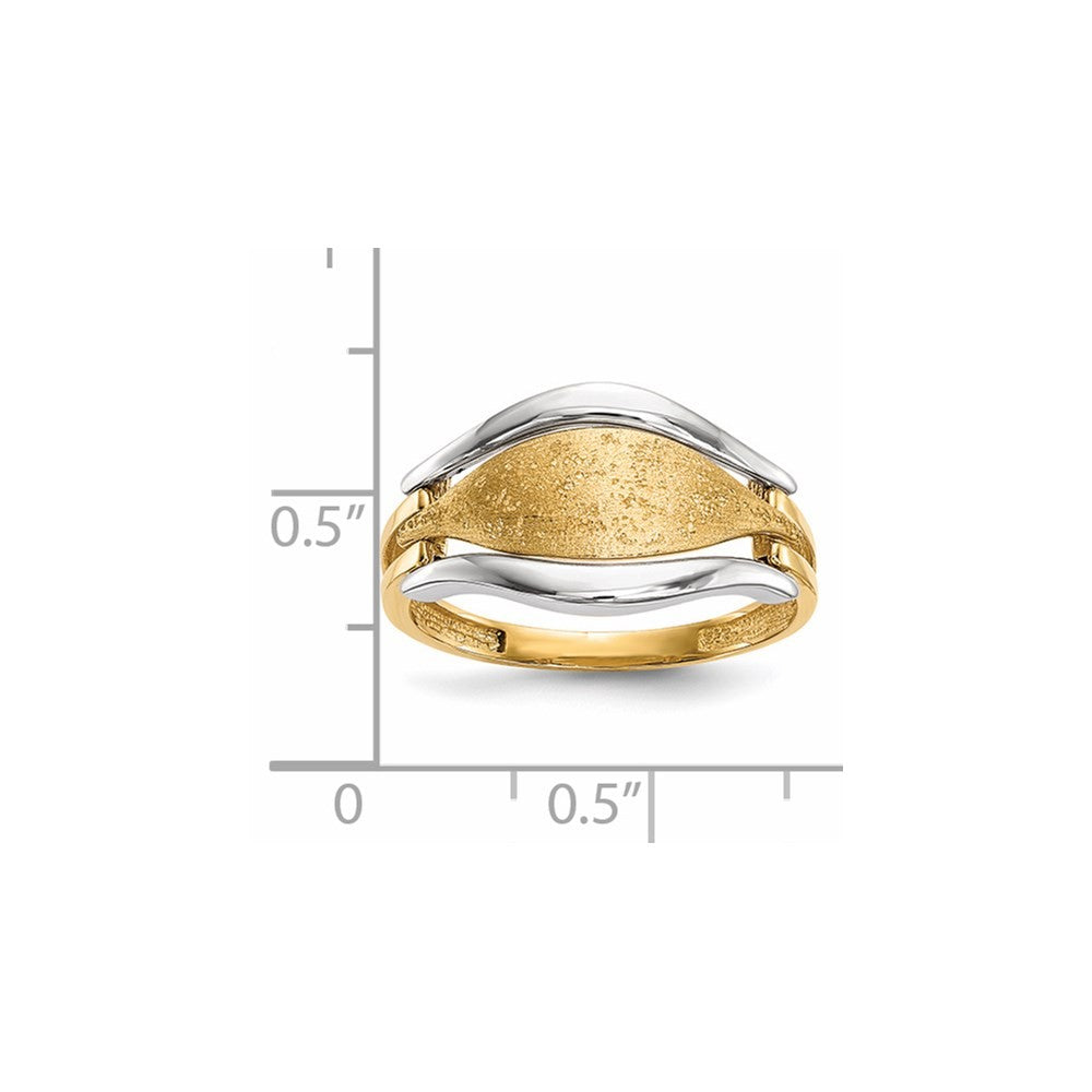 14K Two-tone Gold Polished & Textured Ring