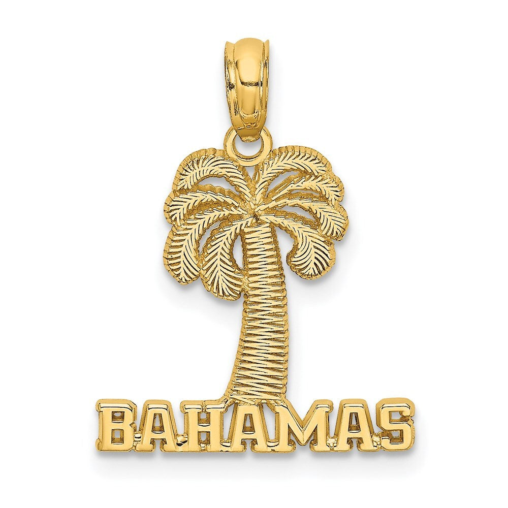 14k Yellow Gold BAHAMAS Palm Tree Charm Pendant for Women