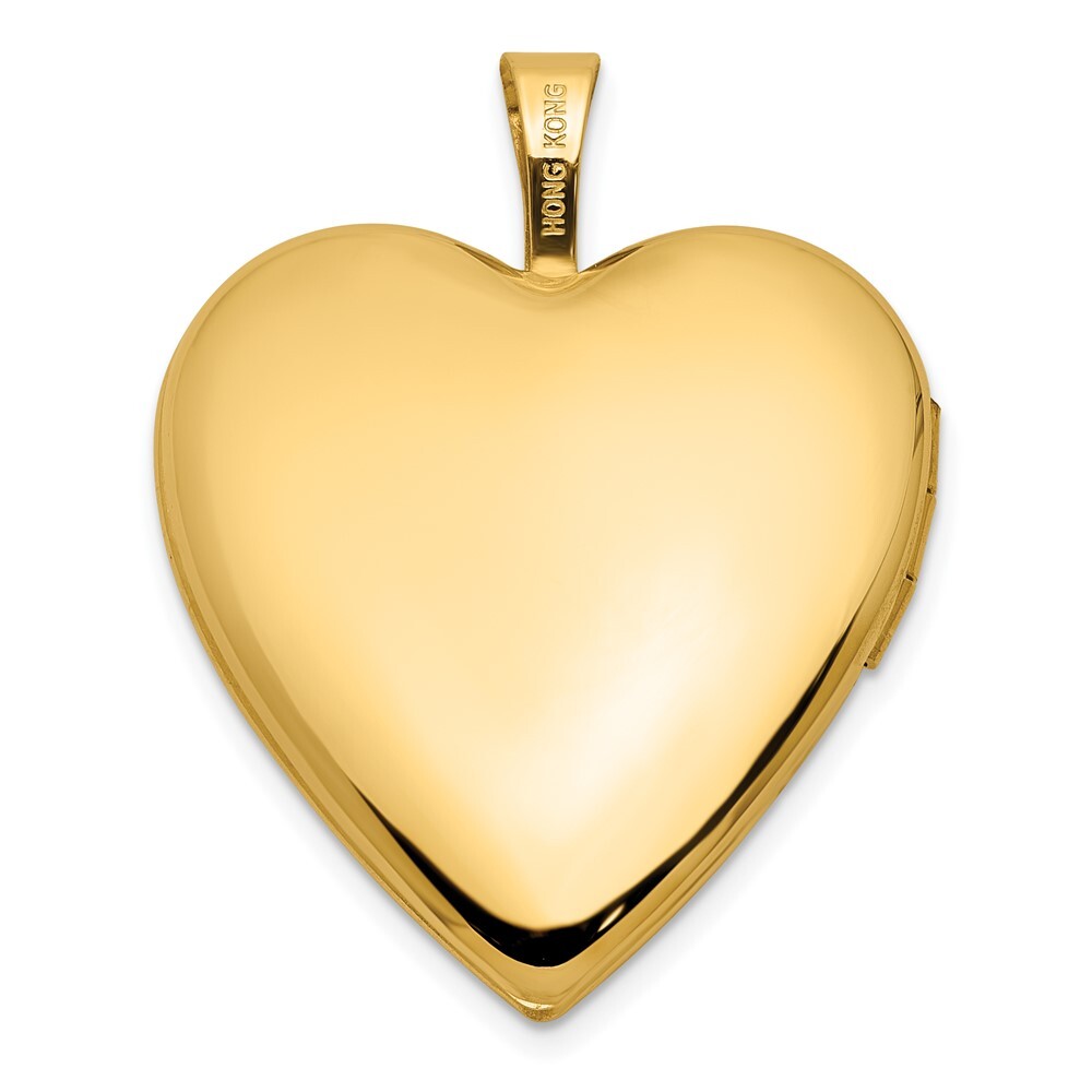 14k Yellow Gold Textured and Polished Heart Design 20mm Heart Locket