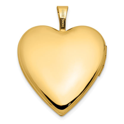 14k Yellow Gold Textured and Polished Heart Design 20mm Heart Locket