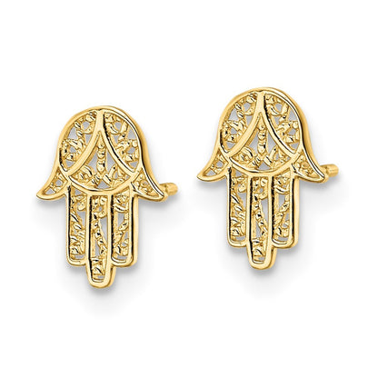 14k Yellow Gold Hamsa Earrings