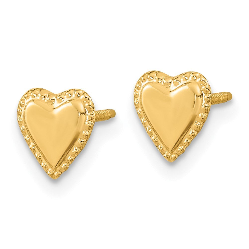 14k Yellow Gold Heart Earrings