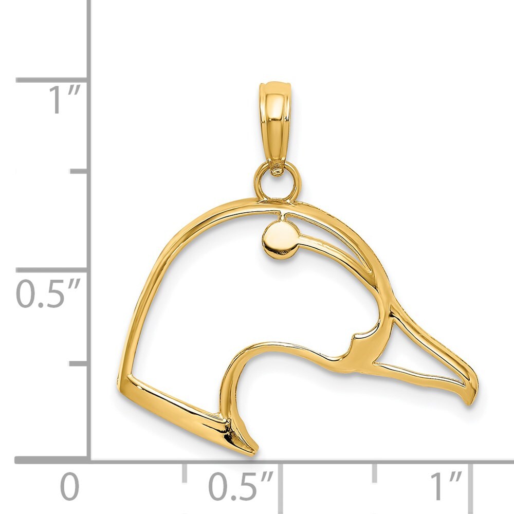 14k Yellow Gold Cut-Out Duck Head Charm Pendant for Women
