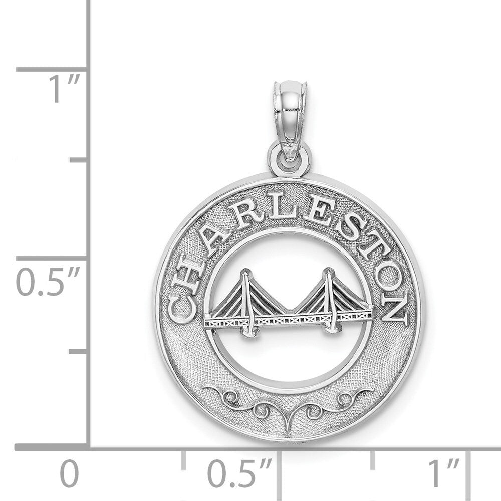 14k White Gold CHARLESTON Bridge Charm Pendant for Women