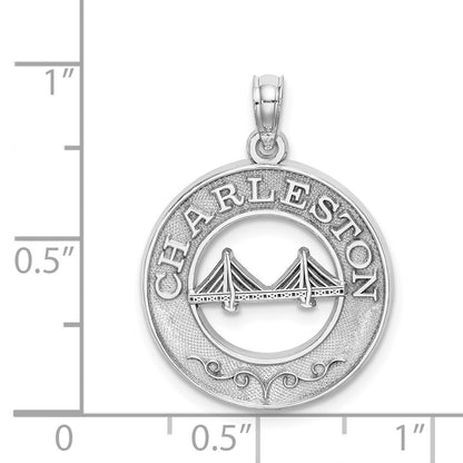 14k White Gold CHARLESTON Bridge Charm Pendant for Women