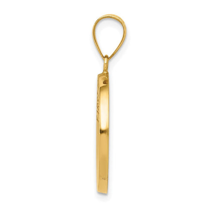14k Yellow Gold Polished/Satin First Holy Communion Medal Hollow Pendant