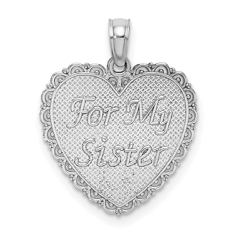 14k White Gold White Reversible FOR MY SISTER-FRIENDS FOREVER Pendant