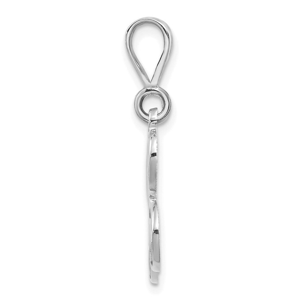 14k White Gold Solid Polished Script Filigree Letter L Initial Pendant for Women