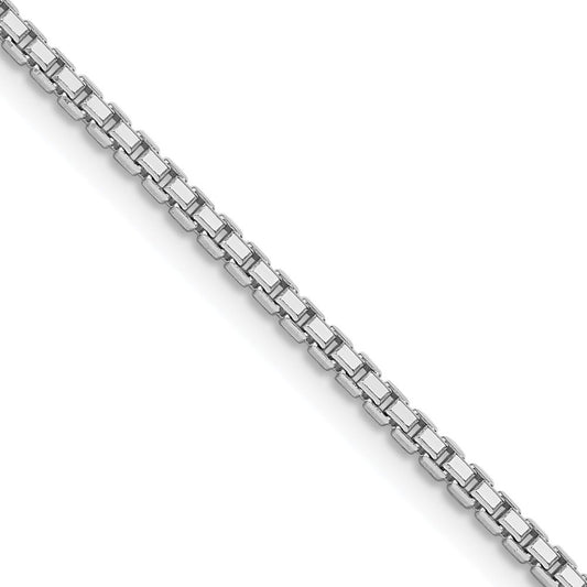 Sterling Silver Rhodium 1.7mm 8 Sided Diamond-Cut Mirror Box Chain Necklace