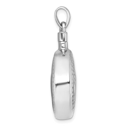 Sterling Silver Polished with Leaf Design Round Ash Holder Pendant