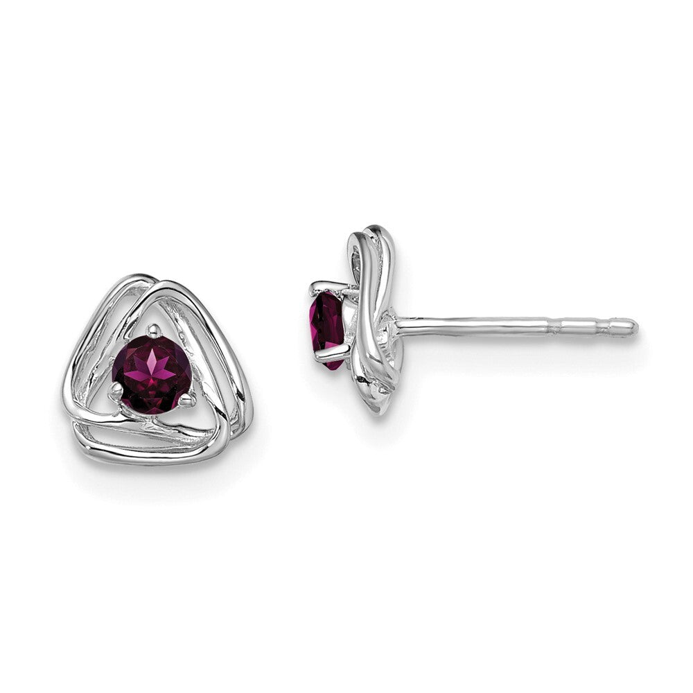 14k White Gold Rhodolite Garnet Stud Earrings Gift for Women