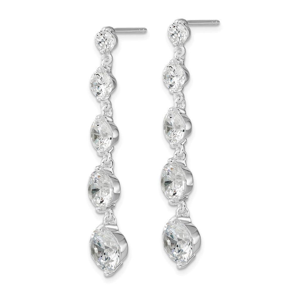 Sterling Silver Rhodium-plated Clear CZ Journey Dangle Earrings