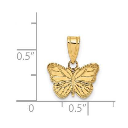 14k Yellow Gold Laser Cut Butterfly Charm Pendant for Women