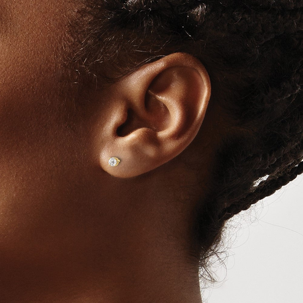 14y .20ct. I1 J-K Diamond Stud Push-on Earrings