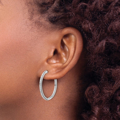 14k White Gold Diamond Hinged Hoop Earrings