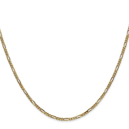 14k Yellow Gold 20 inch 1.8mm Flat Figaro Chain Necklace