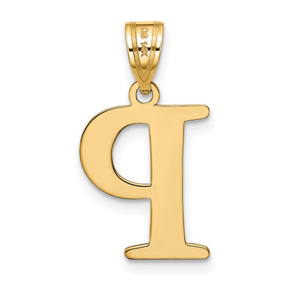 14k Yellow Gold Polished Etched Letter P Initial Pendant for Women