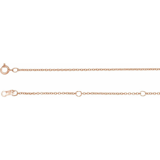 10k Rose Gold 1 mm Adjustable Cable 16-18" Chain Necklace Fine Gift for Women