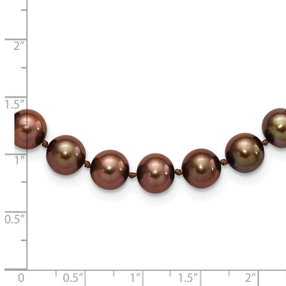 Sterling Silver Rhodium-plated 8-9mm Brown Cultured Pearl Necklace 24"
