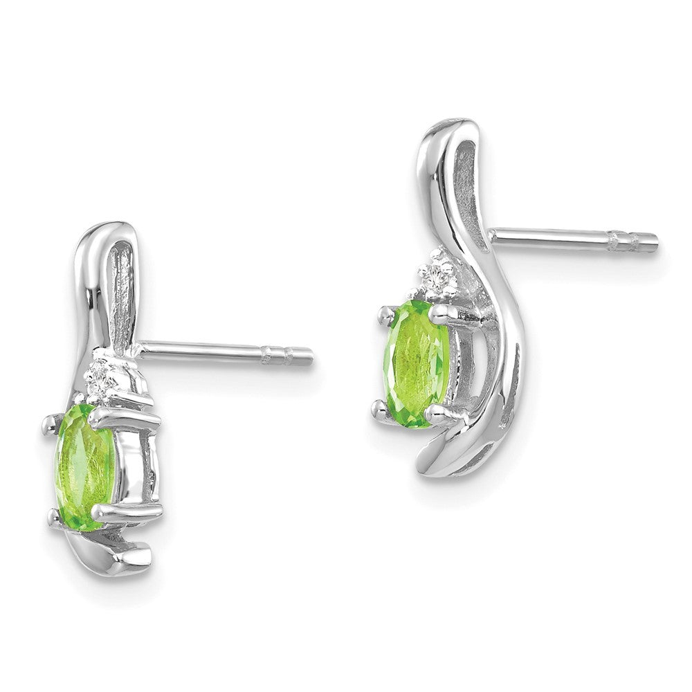 14k White Gold Peridot and Diamond Earrings