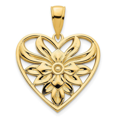 14k Yellow Gold Fancy Heart Pendant for Women