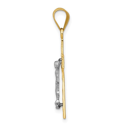 14k Two-tone Gold Diamond-cut Crucifix Charm Pendant for Women