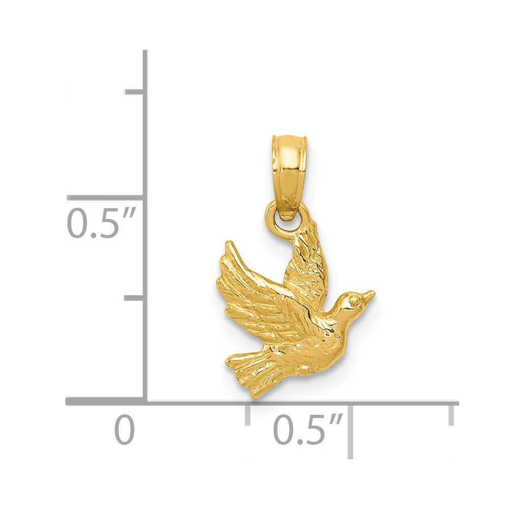14k Yellow Gold Flying Dove Pendant