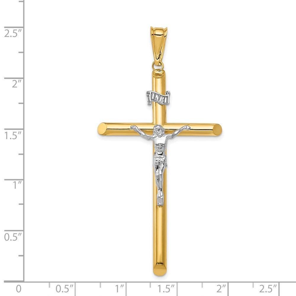 14k Two-tone Gold Polished Crucifix Pendant for Women