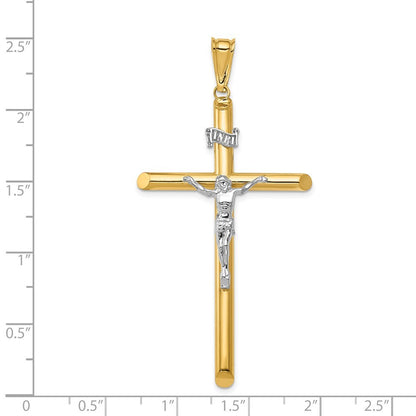 14k Two-tone Gold Polished Crucifix Pendant for Women