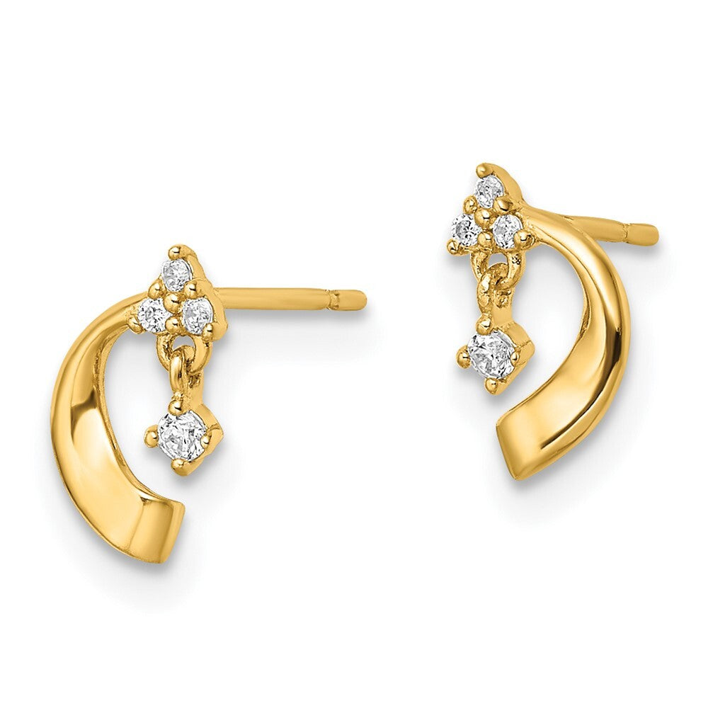 14k Yellow Gold Cubic Zirconia Stud Earrings Gift for Women
