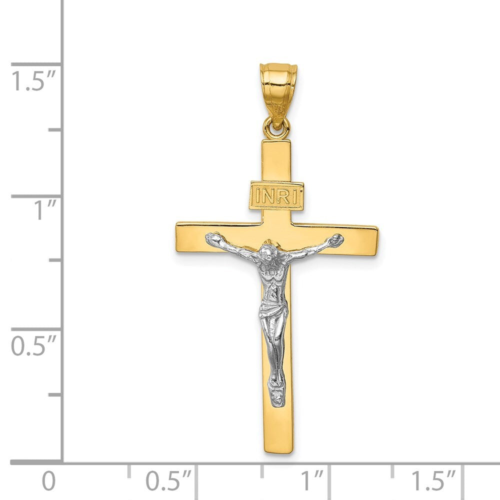 14k Two-tone Gold INRI Crucifix Pendant for Women
