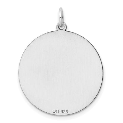 Sterling Silver Rhod-plated Eng. Rnd Polish Front/Satin Back Disc Charm