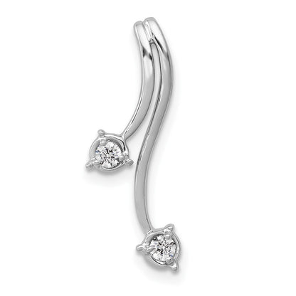 14k White Gold 1/10ct. Diamond Double Curved Lines Chain Slide Pendant for Women