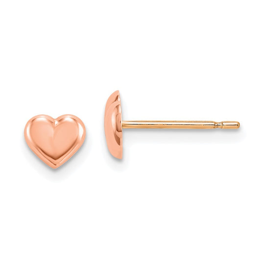 14k Rose Gold Heart Post Earrings