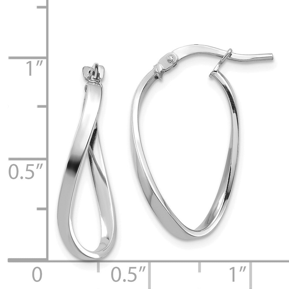 14k White Gold Polished 2mm Wavy Hoop Earrings Gift for Women