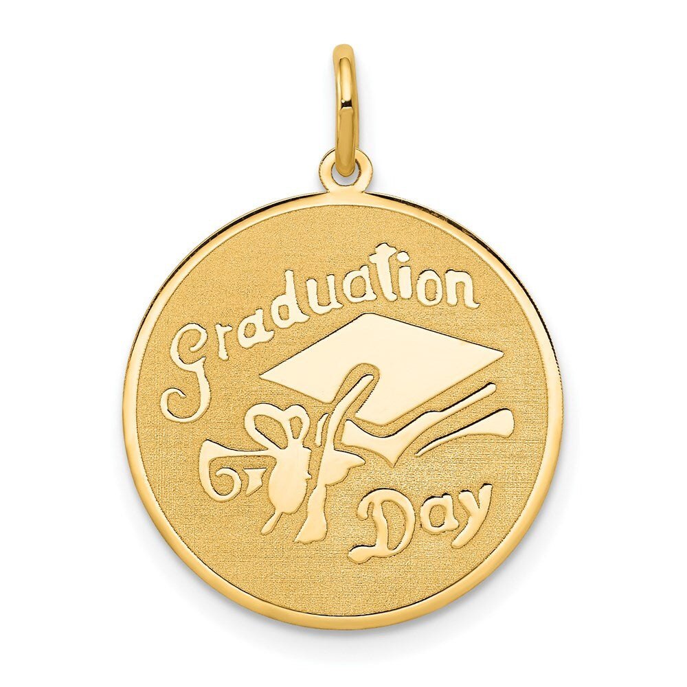 14k Yellow Gold GRADUATION DAY Disc Charm Pendant for Women