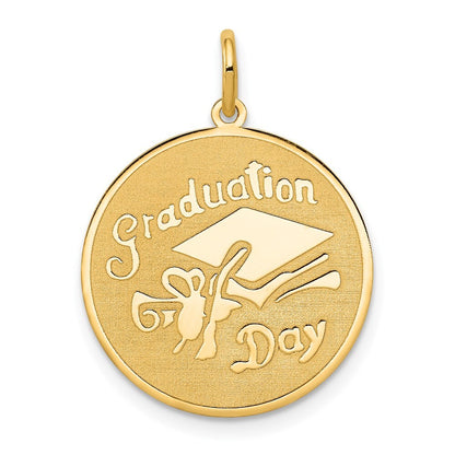 14k Yellow Gold GRADUATION DAY Disc Charm Pendant for Women