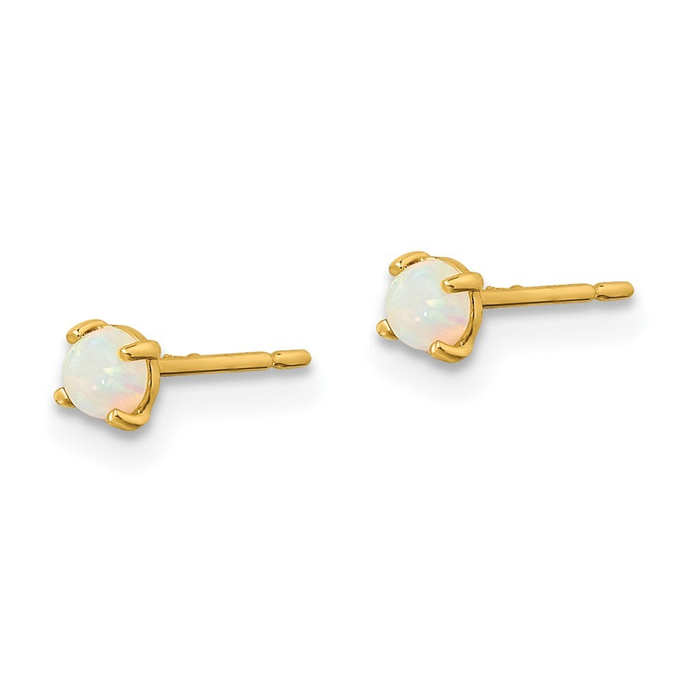 14k Yellow Gold Synthetic Lab Created Opal Earrings