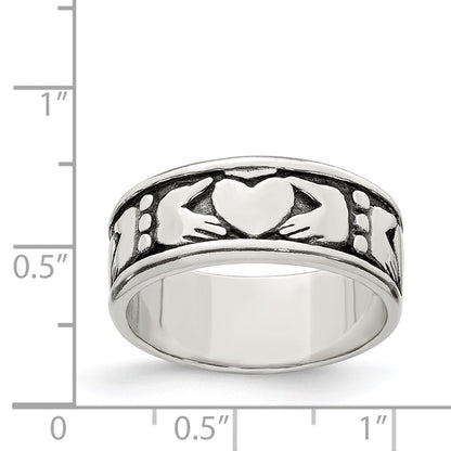 Sterling Silver Claddagh Design Ring Size 10