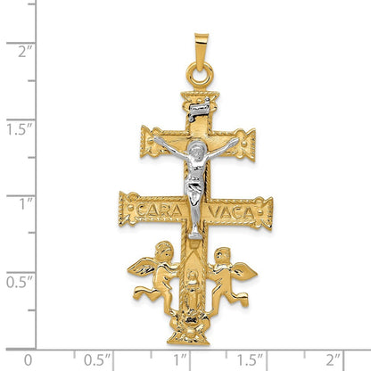 14k Two-Tone Gold Cara Vaca Crucifix Pendant
