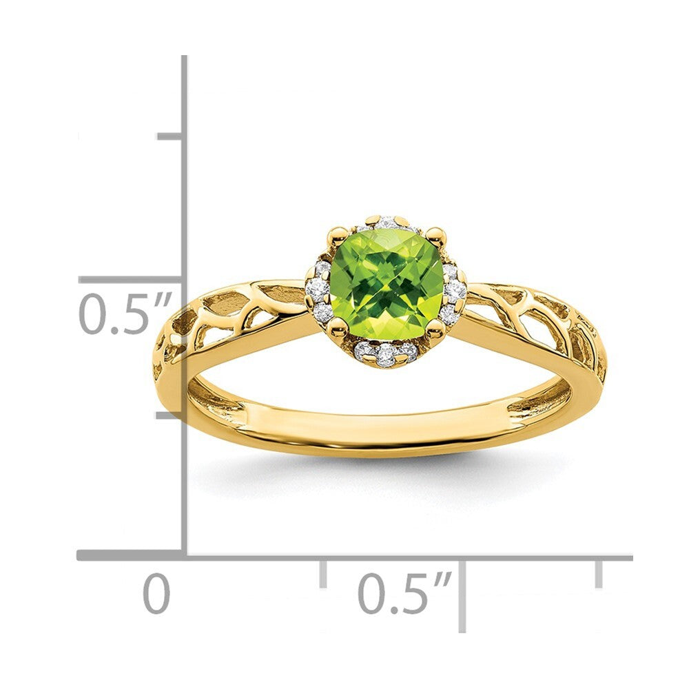 14K Yellow Gold Gold Polished Peridot and Diamond Ring
