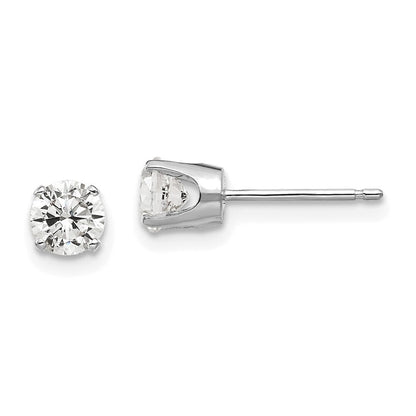 14k White Gold 4.5mm Cubic Zirconia Stud Earrings Gift for Women